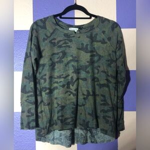 NWT Michael Stars Madison Brushed Sweater in Army Green Camo - Size XS P